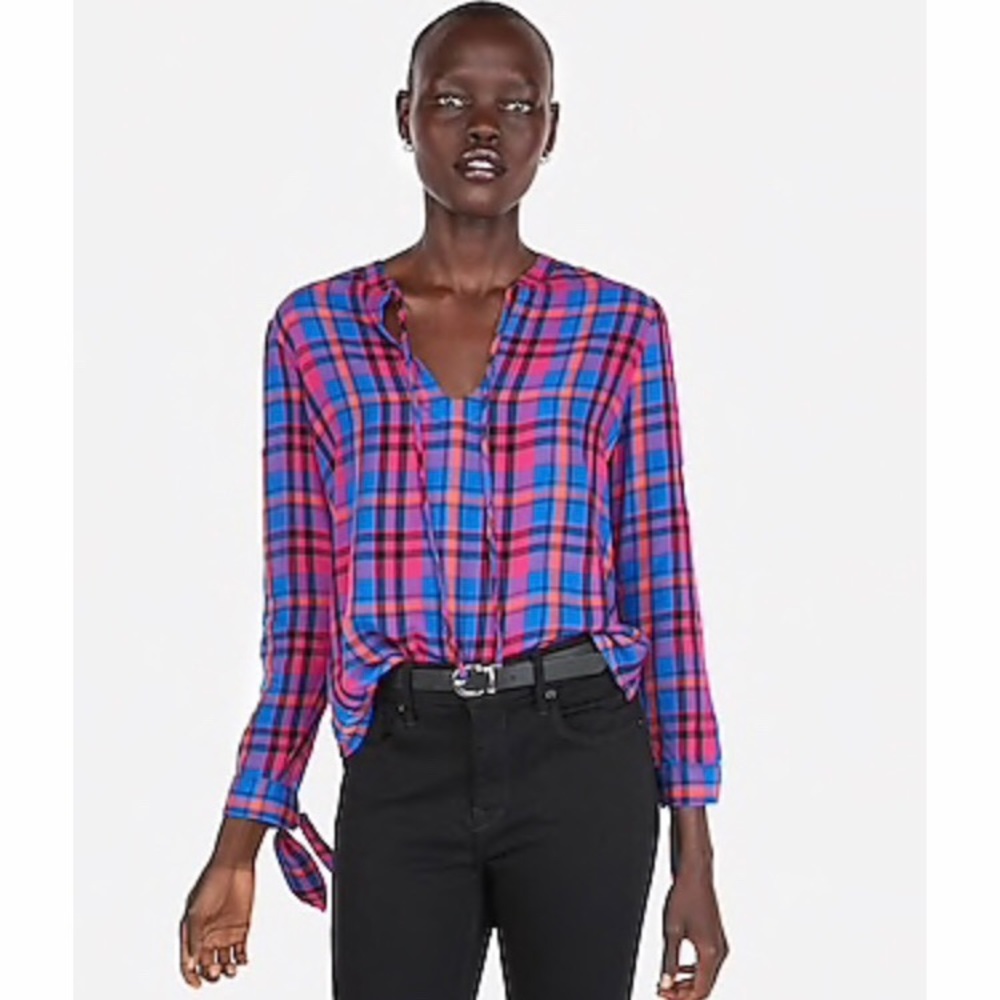 Express plaid pop over top